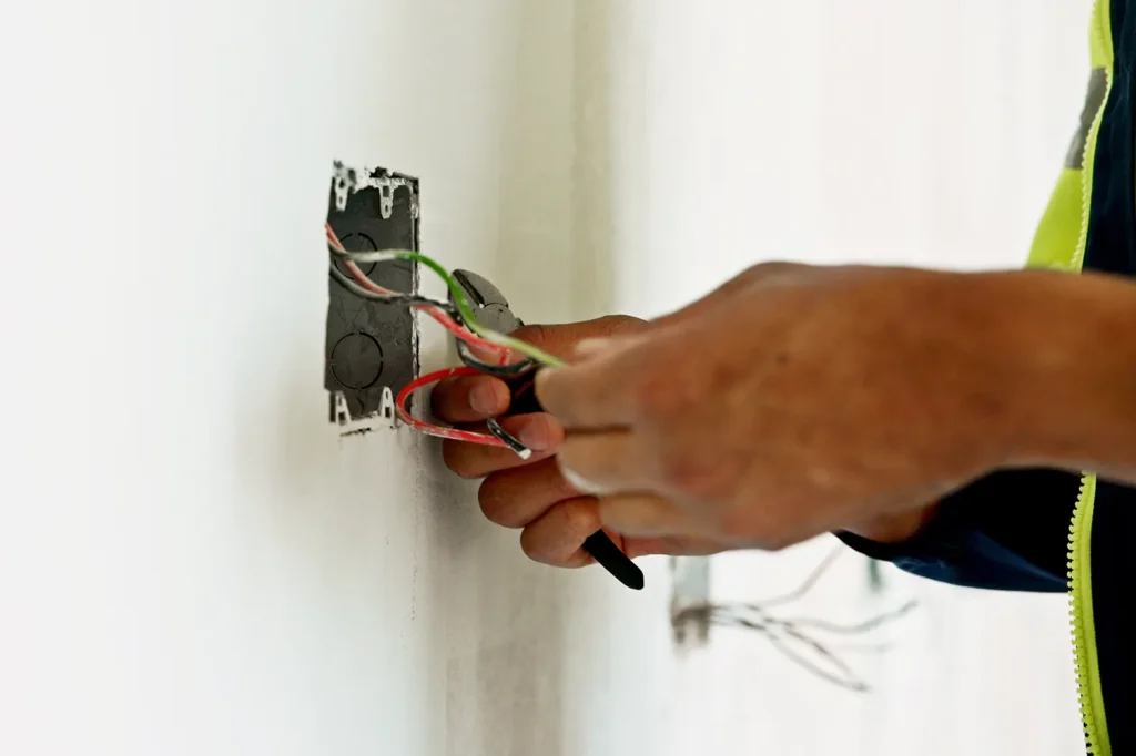 Electrician Wiring an Outlet